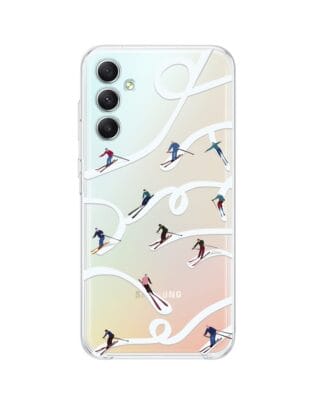 Etui do Samsung Galaxy A34 5G przeźroczyste, silikonowe Flexi, Zimowa magia, Narciarskie wiraże