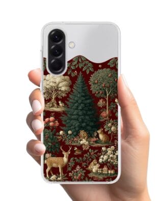 Etui do Samsung Galaxy A56 5G z MagSafe przeźroczyste, silikonowe Flexi, Zimowa magia, świąteczny las