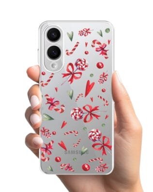 Etui do Samsung Galaxy S25 Edge przeźroczyste, silikonowe Flexi, Cukierki świąteczne