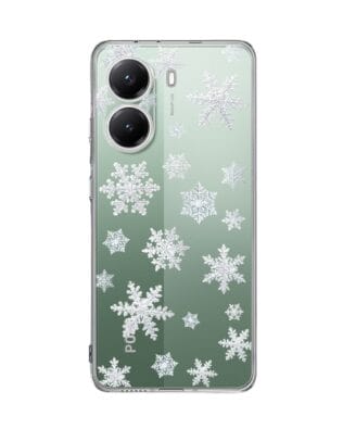 Etui do Xiaomi POCO X7 Pro przeźroczyste, silikonowe Flexi, Zimowa magia, Delikatne płatki śniegu