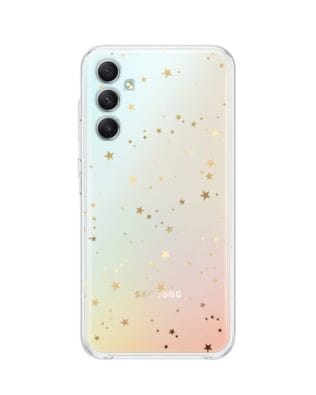 Etui do Samsung Galaxy A34 5G przeźroczyste, silikonowe Flexi, Zimowa magia, Złote gwiazdki