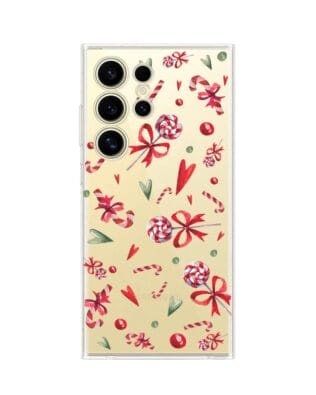 Etui do Samsung Galaxy S24 Ultra przeźroczyste, silikonowe Flexi, Cukierki świąteczne