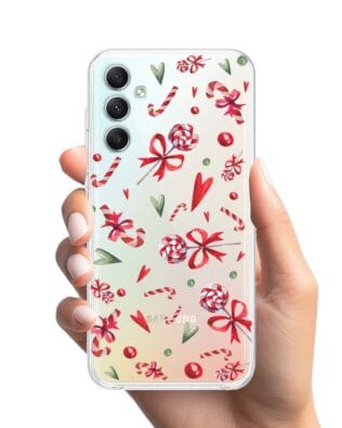 Etui do Samsung Galaxy A34 5G przeźroczyste, silikonowe Flexi, Cukierki świąteczne
