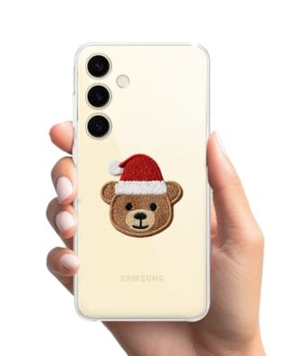 Etui do Samsung Galaxy S24 Plus przeźroczyste, silikonowe Flexi, Przytulne święta, Miś mikołajek