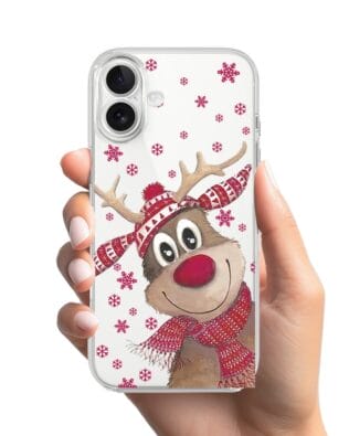 Etui do iPhone 17 przeźroczyste, silikonowe Flexi, Renifer