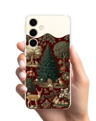 Etui do Samsung Galaxy S24 przeźroczyste, silikonowe Flexi, Zimowa magia, świąteczny las