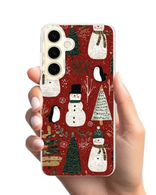 Etui do Samsung Galaxy S24 Plus z MagSafe przeźroczyste, silikonowe Flexi, Przytulne święta, Rustykalna świąteczna kraina