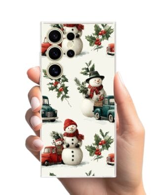 Etui do Samsung Galaxy S24 Ultra przeźroczyste, silikonowe Flexi, Przytulne święta, Zimowe miasteczko