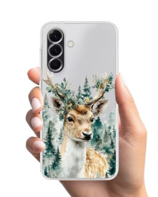Etui do Samsung Galaxy A56 5G przeźroczyste, silikonowe Flexi, Przytulne święta, Leśny jelonek