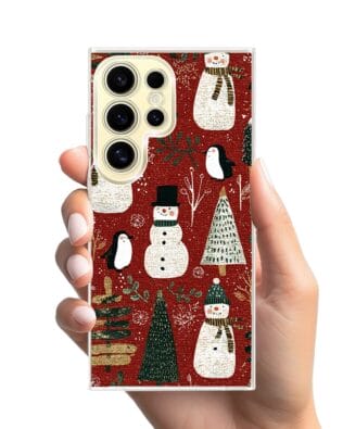 Etui do Samsung Galaxy S24 Ultra z MagSafe przeźroczyste, silikonowe Flexi, Przytulne święta, Rustykalna świąteczna kraina