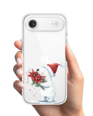 Etui do iPhone Air przeźroczyste, silikonowe Flexi, Przytulne święta, Miś świąteczny