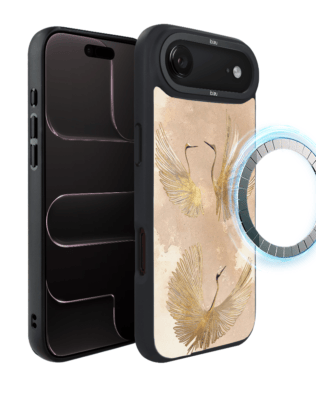 Etui do iPhone Air IBIZU DropGuard Matt z MagSafe, Boho, Złote żurawie