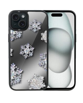 Etui do iPhone 15 Plus IBIZU DropGuard Matt z MagSafe, Zimowa magia, Królewskie płatki śniegu