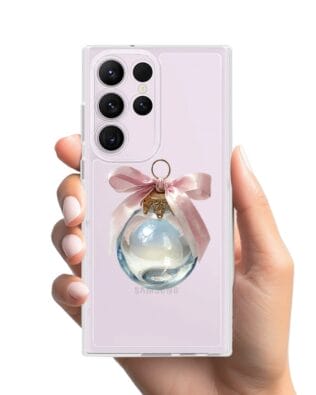 Etui do Samsung Galaxy S23 Ultra przeźroczyste, silikonowe Flexi, Przytulne święta, Kryształowa bombka