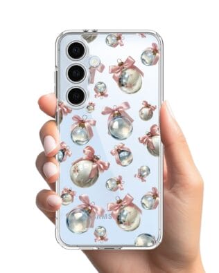 Etui do Samsung Galaxy S24 FE przeźroczyste, silikonowe Flexi, Przytulne święta, Pastelowe bombki