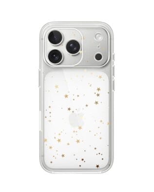 Etui do iPhone 17 Pro przeźroczyste, silikonowe Flexi, Zimowa magia, Złote gwiazdki