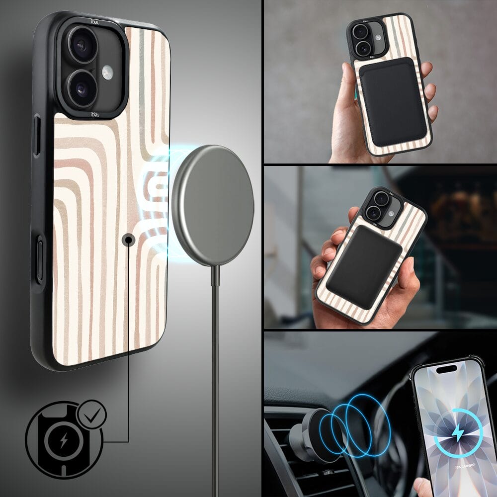Etui do iPhone 17 IBIZU DropGuard Matt z MagSafe, Boho, Piaskowy labirynt - obrazek 8