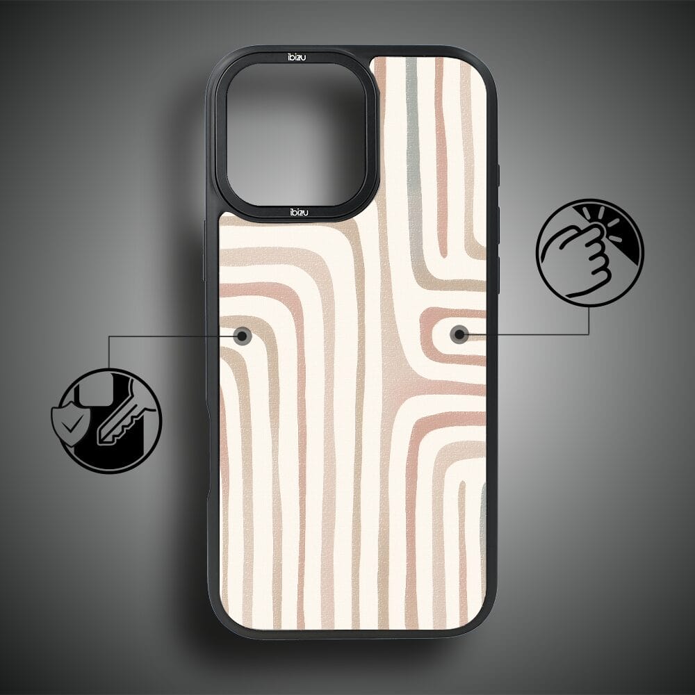 Etui do iPhone 17 IBIZU DropGuard Matt z MagSafe, Boho, Piaskowy labirynt - obrazek 3