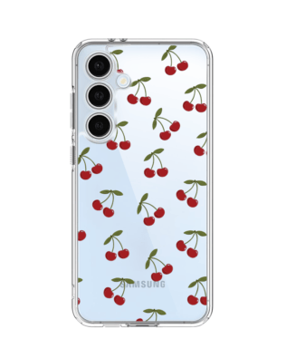 Etui do Samsung Galaxy S24 FE przeźroczyste, silikonowe Flexi, Mini Patterns, Wiśnie