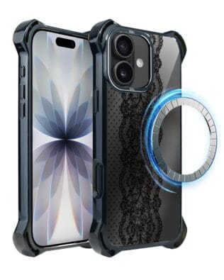 Etui do iPhone 17 IBIZU DropGuard Ultra z MagSafe, Midnight, Ornamentowa koronka