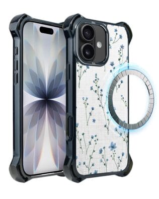 Etui do iPhone 17 IBIZU DropGuard Ultra z MagSafe, Pastel Bloom, Niebieski sen
