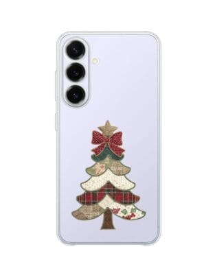 Etui do Samsung Galaxy S25 FE przeźroczyste, silikonowe Flexi, Przytulne święta, Kraciasta choinka