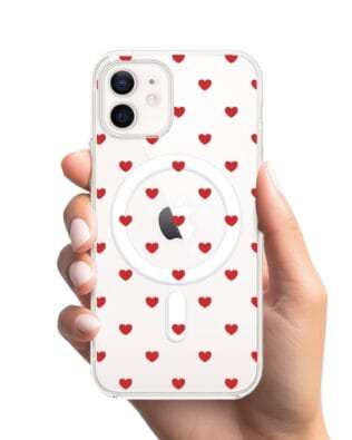 Etui do iPhone 12 Mini z MagSafe przeźroczyste, silikonowe Flexi, Mini Patterns, Serduszka