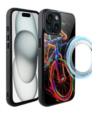 Etui do iPhone 15 IBIZU DropGuard Matt z MagSafe, #ElectroMove, Rowerowa wibracja