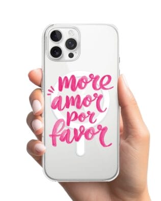 Etui do iPhone 12 Pro z MagSafe przeźroczyste, silikonowe Flexi, Positive Vibes, More amore per favore