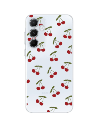 Etui do Samsung Galaxy A55 5G przeźroczyste, silikonowe Flexi, Mini Patterns, Wiśnie