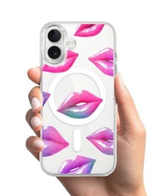 Etui do iPhone 17 z MagSafe przeźroczyste, silikonowe Flexi, hologramowe usta