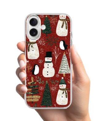 Etui do iPhone 17 przeźroczyste, silikonowe Flexi, Przytulne święta, Rustykalna świąteczna kraina