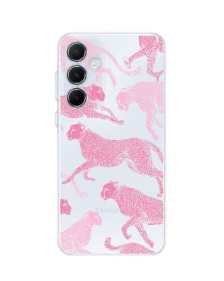 Etui do Samsung Galaxy A35 5G przeźroczyste, silikonowe Flexi, Mystic, Różowe pumy