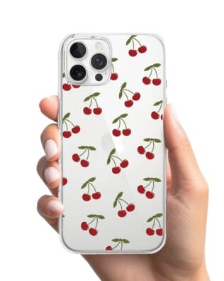 Etui do iPhone 12 Pro Max przeźroczyste, silikonowe Flexi, Mini Patterns, Wiśnie