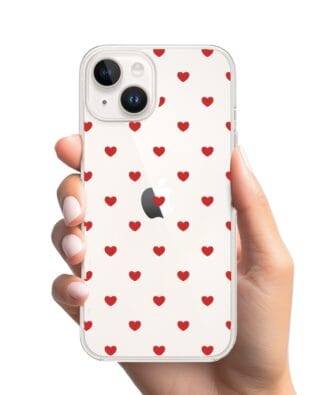 Etui do iPhone 13 Mini przeźroczyste, silikonowe Flexi, Mini Patterns, Serduszka