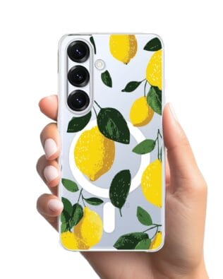 Etui do Samsung Galaxy S25 z MagSafe przeźroczyste, silikonowe Flexi, Italian Summer, Cytrynowe