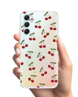 Etui do Samsung Galaxy A34 5G przeźroczyste, silikonowe Flexi, Mini Patterns, Wiśnie