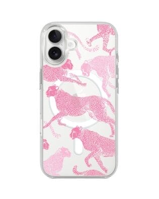 Etui do iPhone 17 z MagSafe przeźroczyste, silikonowe Flexi, Mystic, Różowe pumy