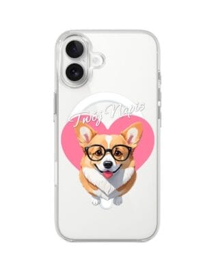 Etui do iPhone 17 z MagSafe przeźroczyste, silikonowe Flexi, Puppy Love, pies rasy Corgi