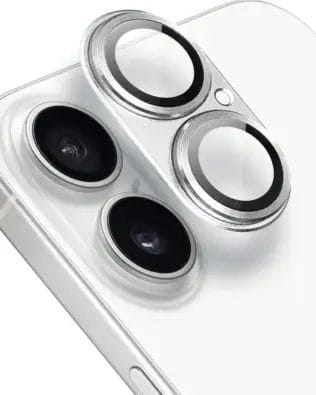 Metalowa osłona na cały aparat z wbudowanymi szkłami do iPhone 17, srebrna