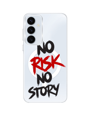 Etui do Samsung Galaxy A35 5G z MagSafe przeźroczyste, silikonowe Flexi, Positive Vibes, No Risk No Story