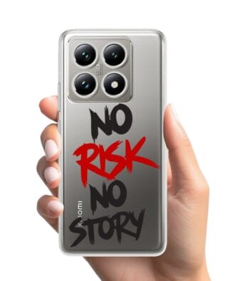 Etui do Xiaomi 14T przeźroczyste, silikonowe Flexi, Positive Vibes, No Risk No Story