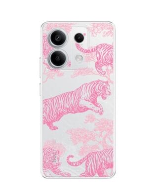 Etui do Xiaomi Redmi Note 13 Pro 5G przeźroczyste, silikonowe Flexi, Mystic, Różowe tygrysy
