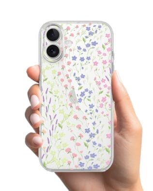 Etui do iPhone 17 przeźroczyste, silikonowe Flexi, kwiaty polne