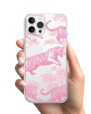 Etui do iPhone 12 Pro przeźroczyste, silikonowe Flexi, Mystic, Różowe tygrysy
