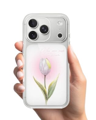 Etui do iPhone 17 Pro przeźroczyste, silikonowe Flexi, tulipan