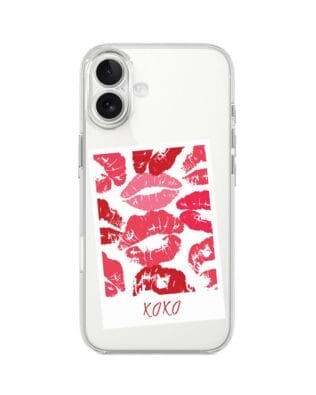 Etui do iPhone 17 przeźroczyste, silikonowe Flexi, pocałunki, Polaroid