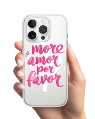 Etui do iPhone 13 Pro z MagSafe przeźroczyste, silikonowe Flexi, Positive Vibes, More amore per favore