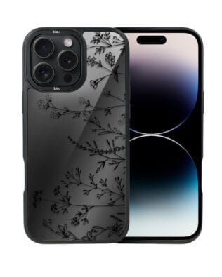 Etui do iPhone 14 Pro Max IBIZU DropGuard Matt z MagSafe, Midnight Mirror, Dotyk kwiatów