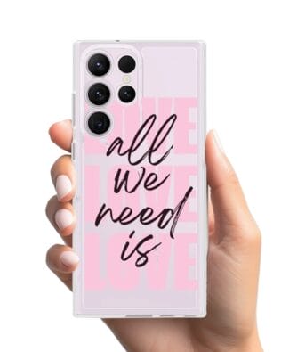 Etui do Samsung Galaxy S23 Ultra przeźroczyste, silikonowe Flexi, Positive Vibes, All We Need Is Love